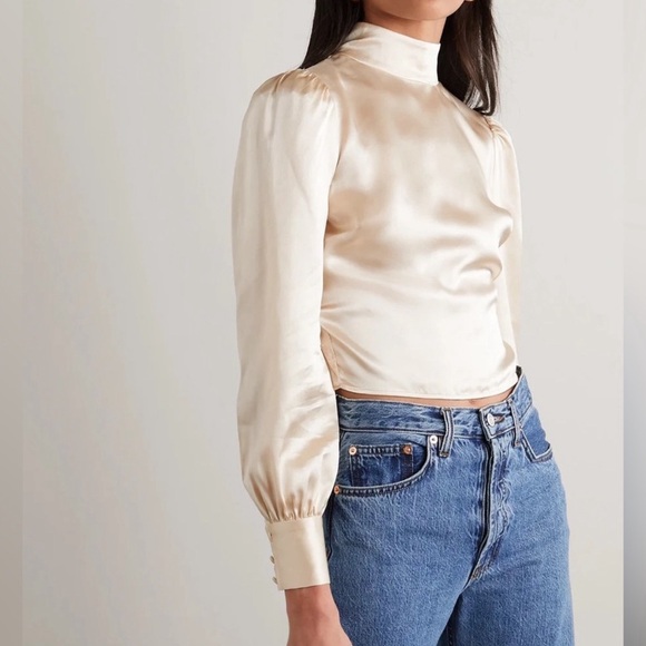 Reformation Cielo Open Back Silk Charmeuse Top - Picture 2 of 7